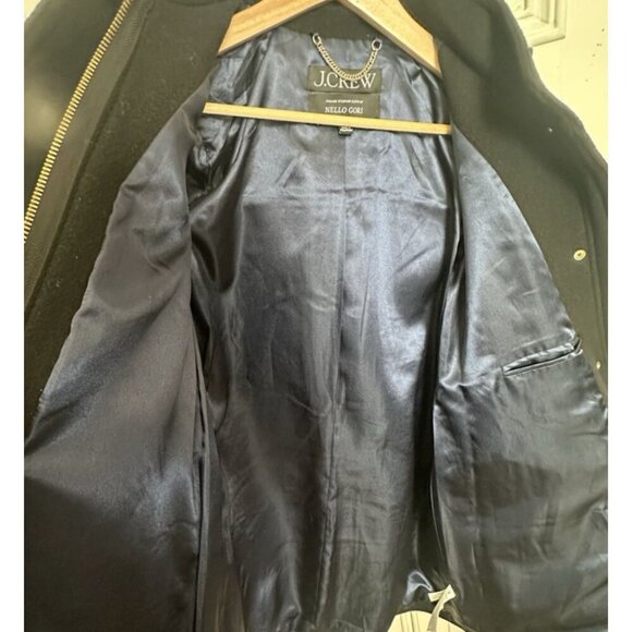 J. Crew Ws Sz 4 Italian Wool Hooded Parka By Nello Gori Black W/Gold Hardware - Picture 10 of 16